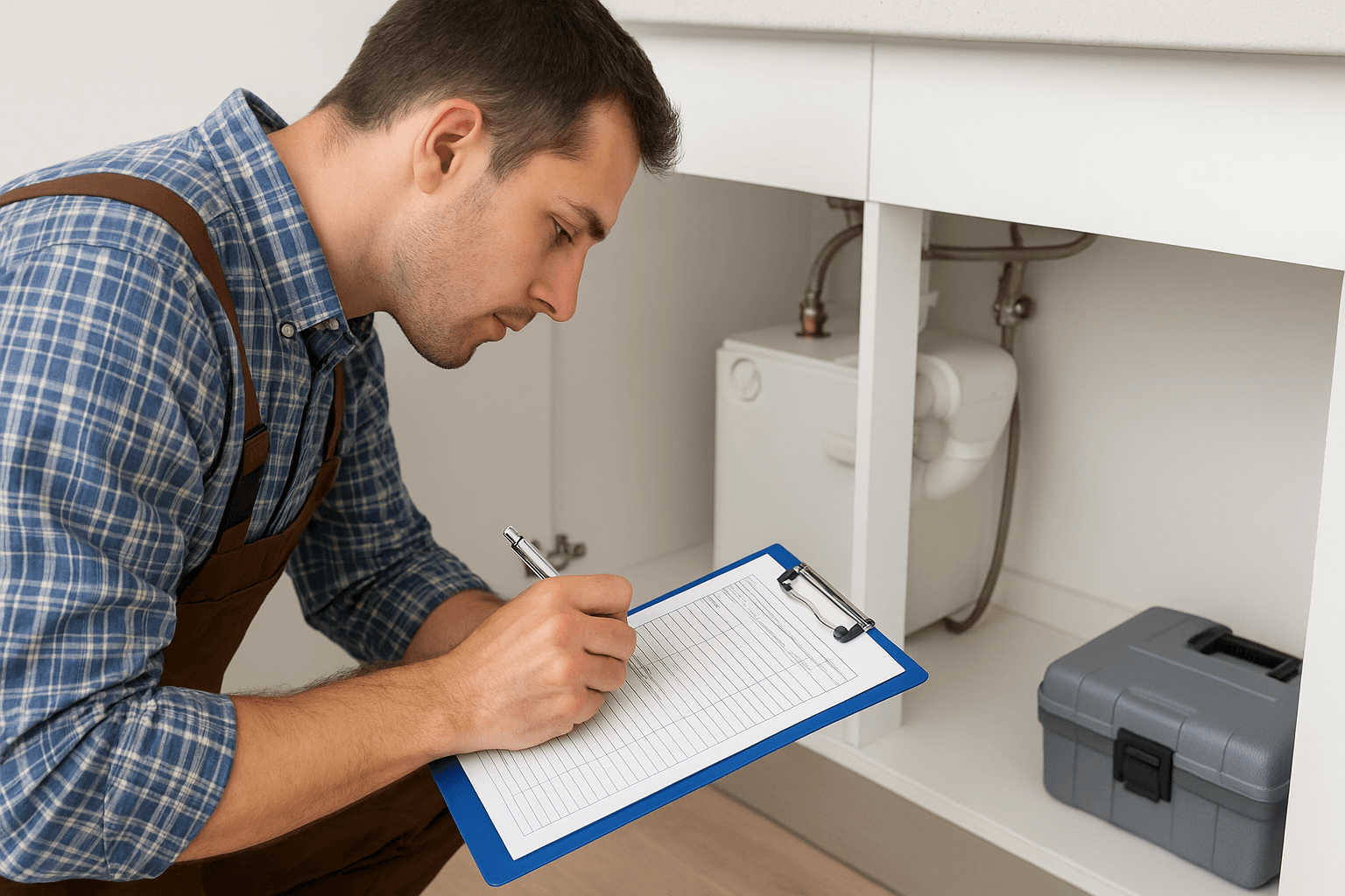 Maintenance tech completing work order